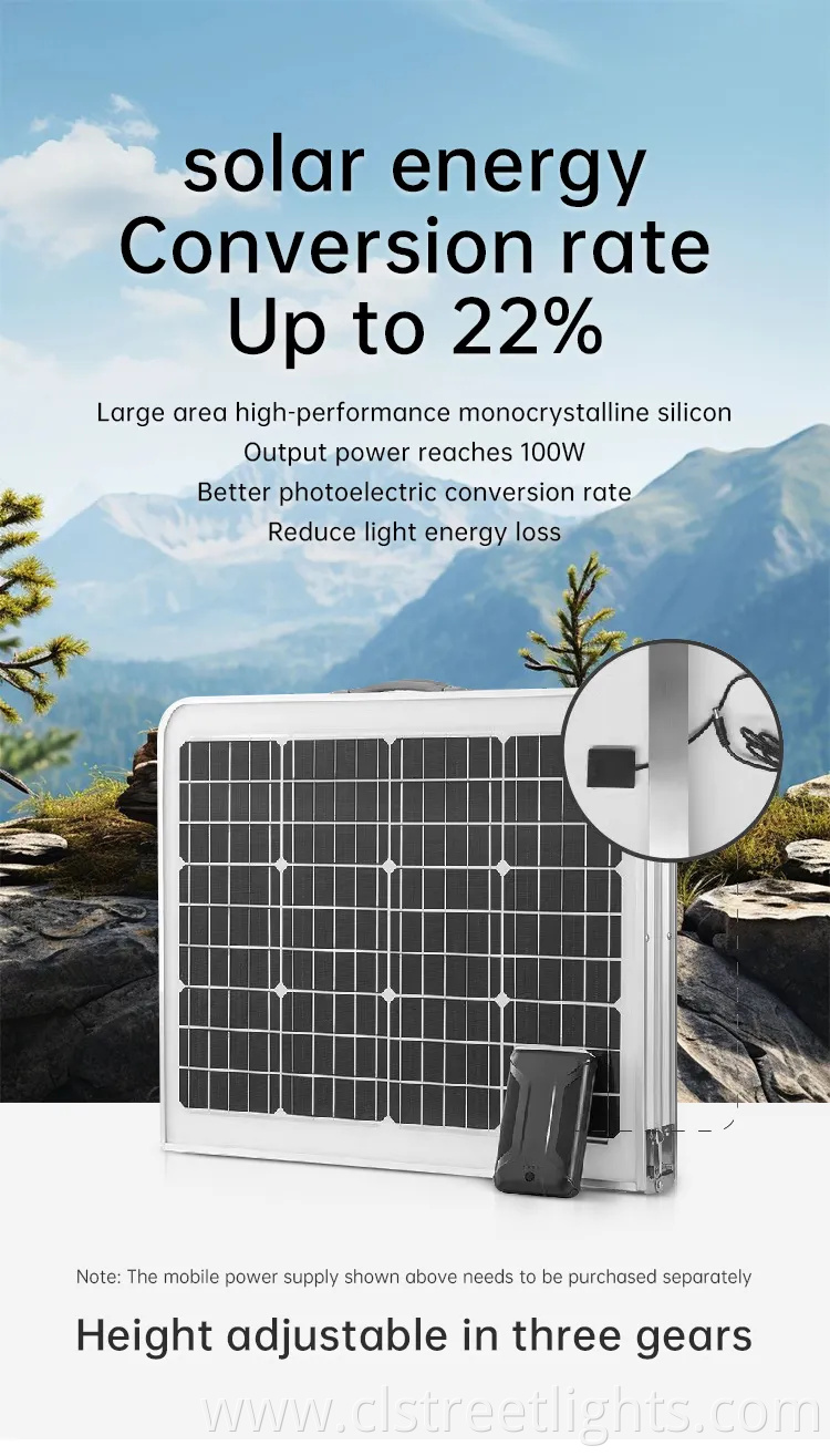 100W High-Efficiency Monocrystalline Silicon Portable Foldable Solar Panel Camping Table IP68 Waterproof